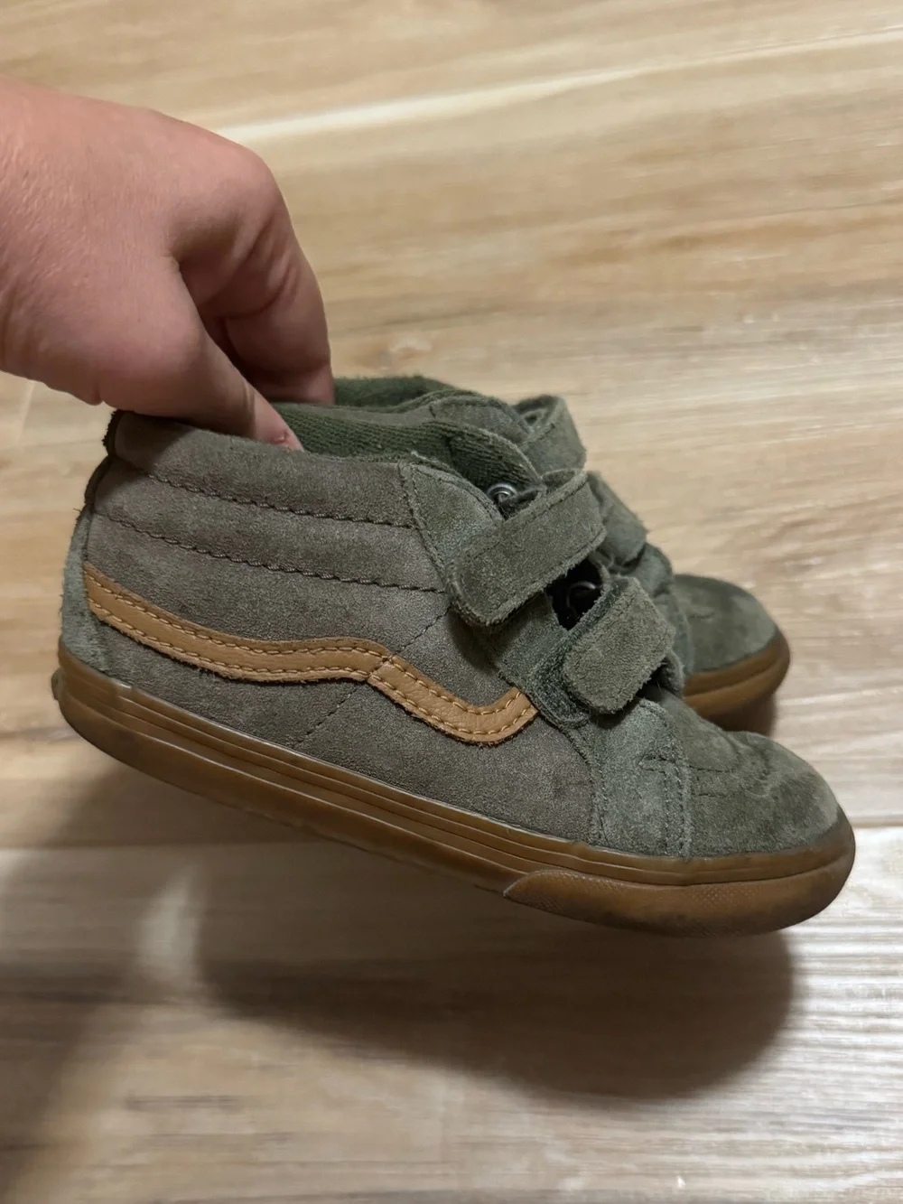 Vans Toddler Sk8-Mid Reissue V Suede Olive Green Gum Sole Sneakers